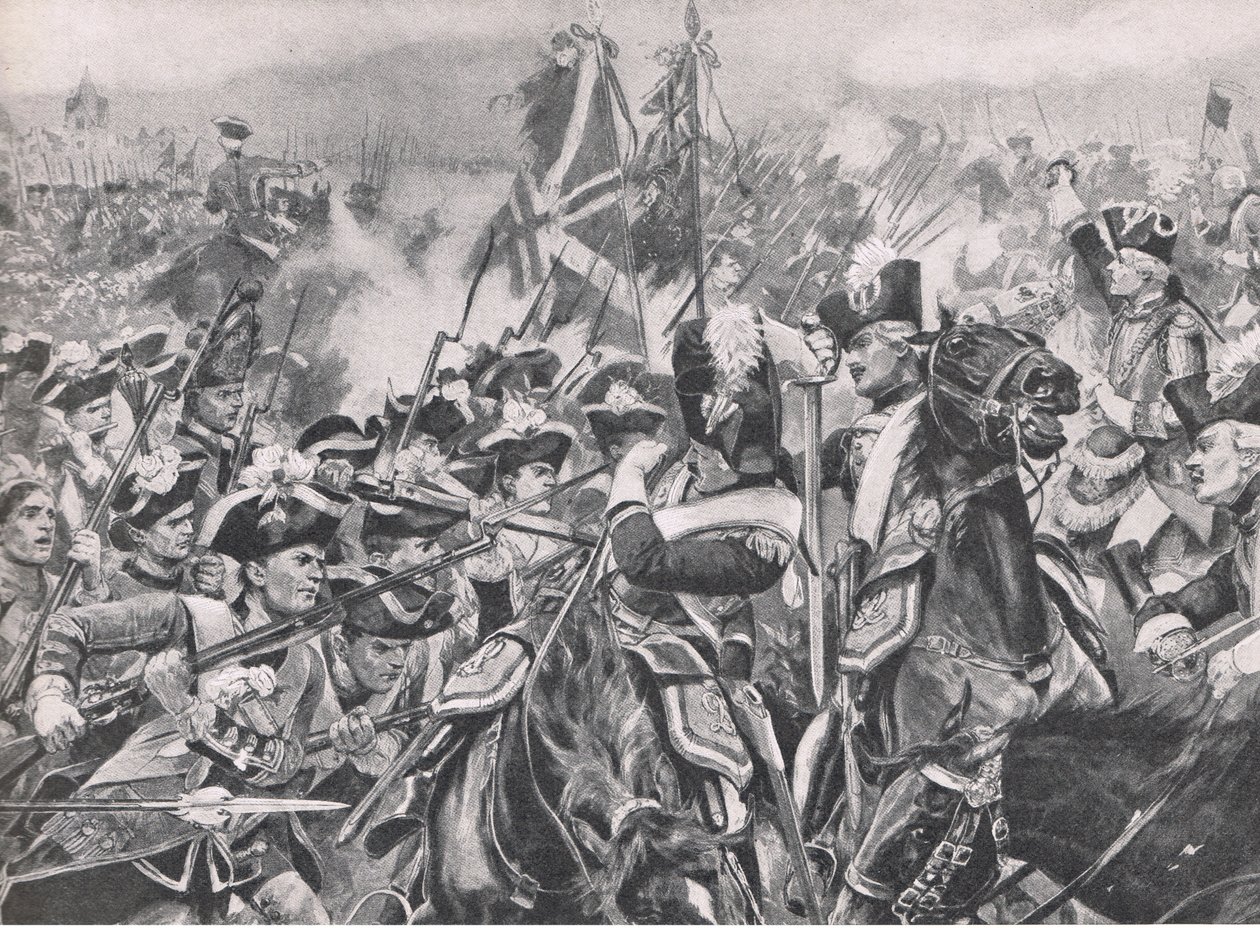 La bataille de Minden, 1er août 1759, illustration de British Battles on Land and Sea, 1915 - Richard Caton Woodville junior