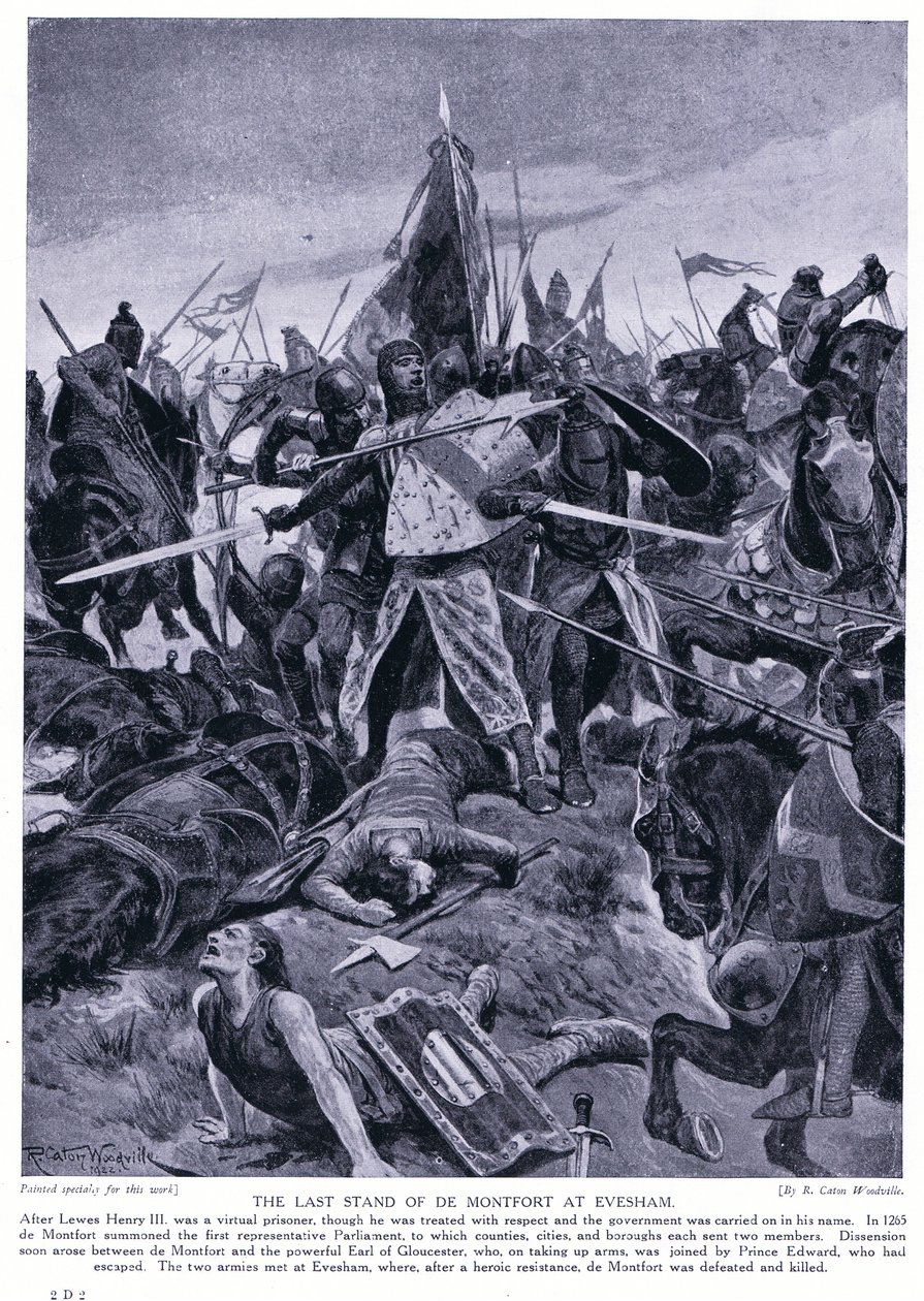 La dernière résistance de de Montford à Evesham AD1265, années 1920 - Richard Caton Woodville junior