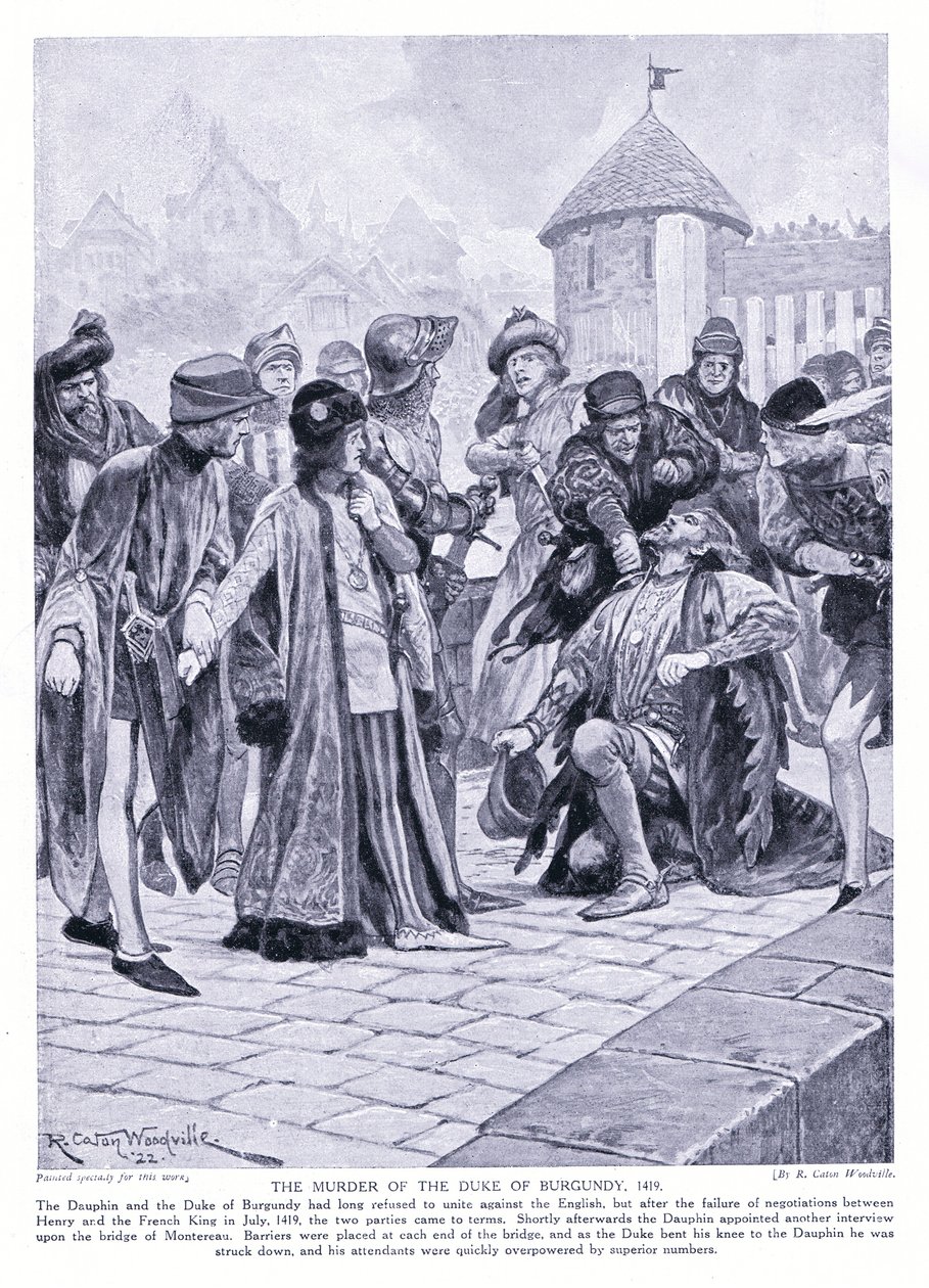 Le meurtre du duc de Bourgogne AD1419, années 1920 - Richard Caton Woodville junior