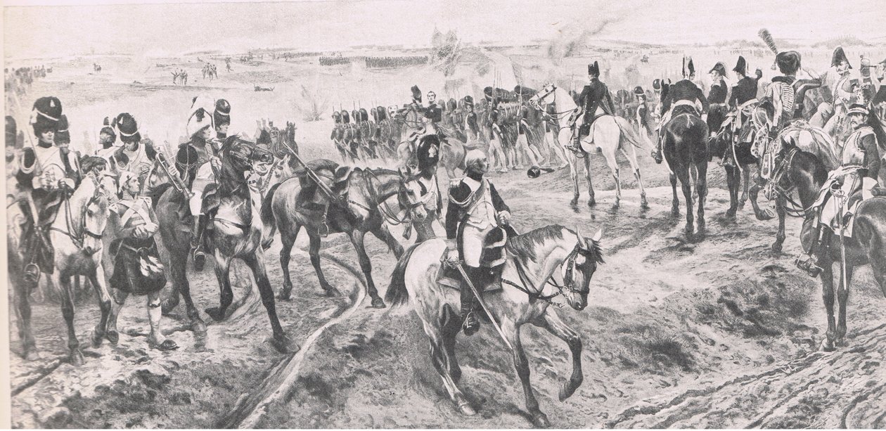 Waterloo, 18 juin 1815 : La Vieille Garde (illustration de British Battles on Land and Sea) - Richard Caton Woodville junior