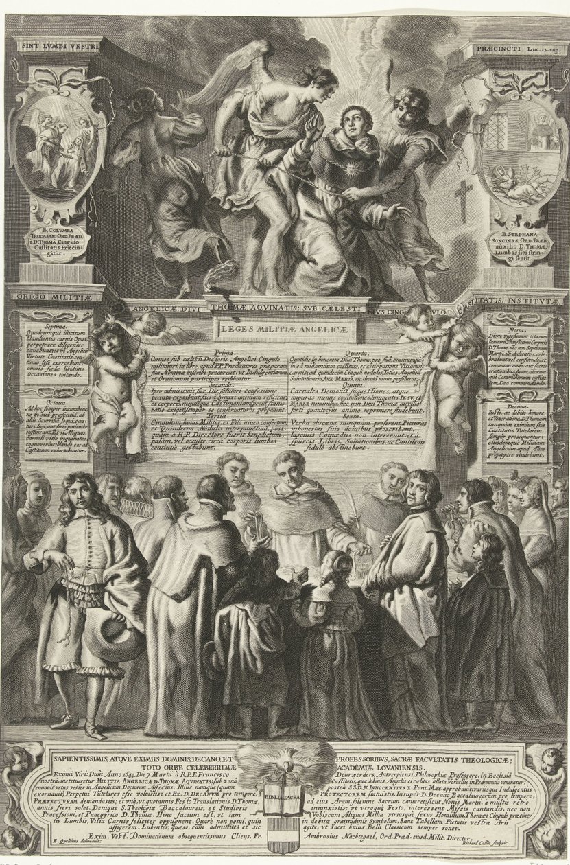 Institution de la confrérie Militia Angelica Thomae Aquinatis, 1649 Origo Militiae Angelicae, divi Thomae Aquinatis; sub caelesti eius cingulo castitatis, institutae - Richard Collin