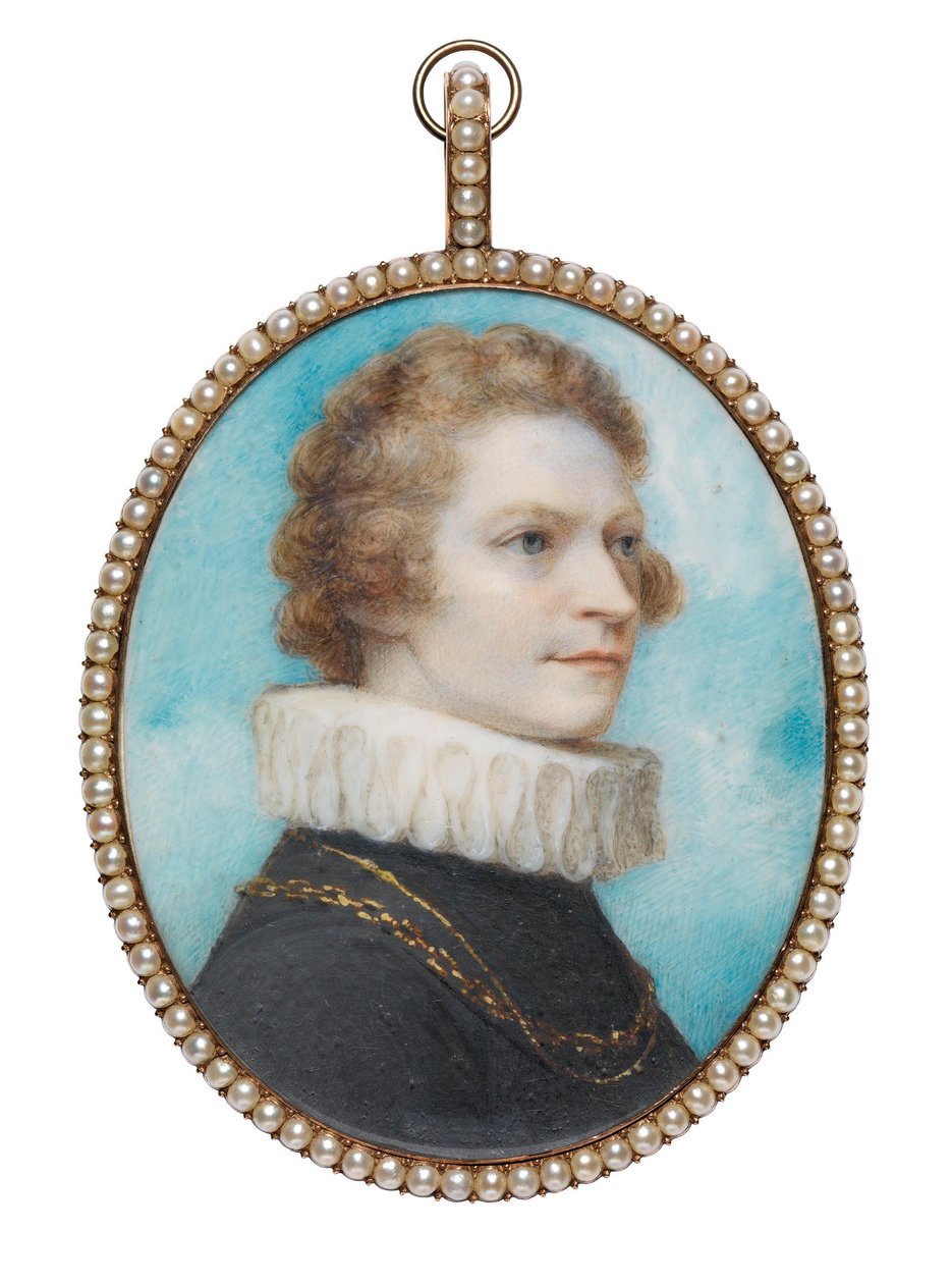 Autoportrait en costume élisabéthain; une mèche de ses cheveux (au verso) - Richard Cosway