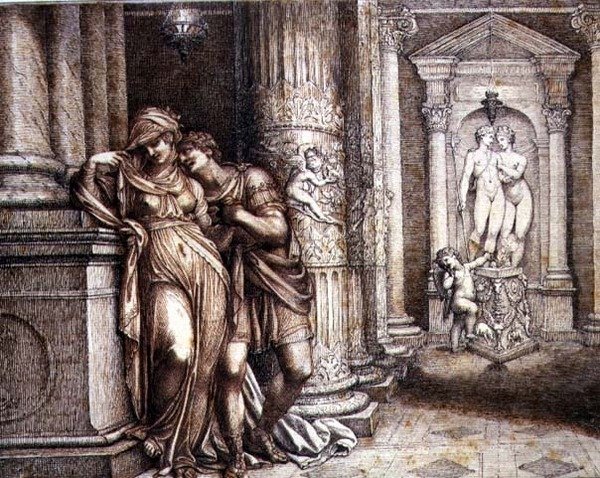 Deux Amants encouragés par Cupidon - Richard Cosway