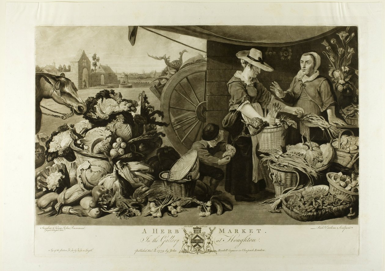 Un marché aux herbes, de la galerie Houghton - Richard Earlom