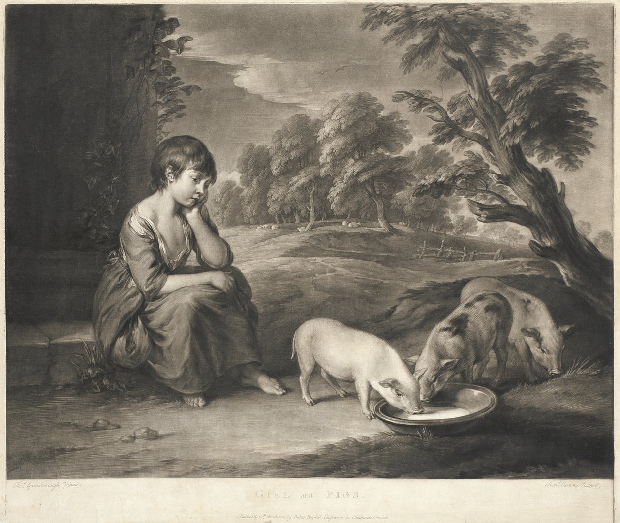 Une fille et des cochons - Richard Earlom