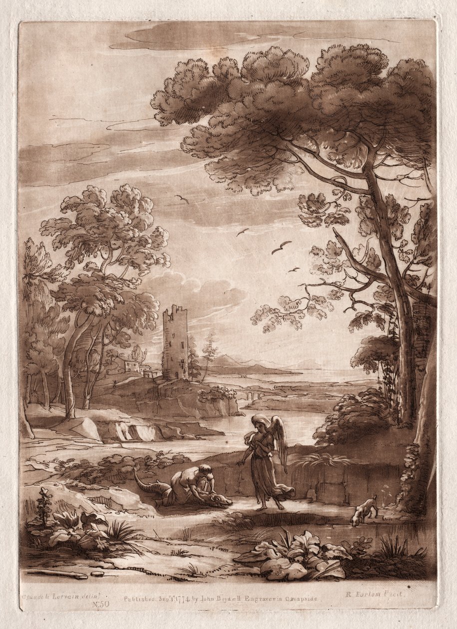 Liber Veritatis : No. 50, Une scène de rivière avec Tobie et l