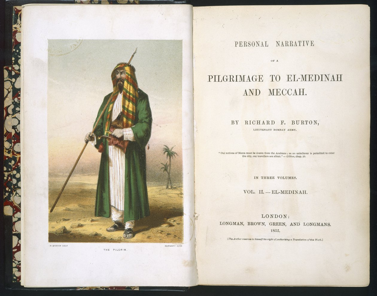 Page de titre de Richard F. Burton, "Bericht über meine Pilgerfahrt nach Medina und Mekka", Band II, 1855 - Richard Francis Burton