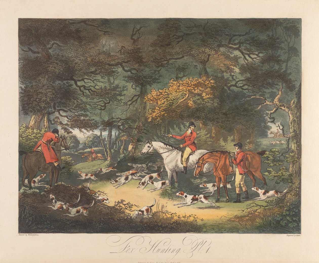 Chasse au renard : Dessin du couvert - Richard Gilson Reeve