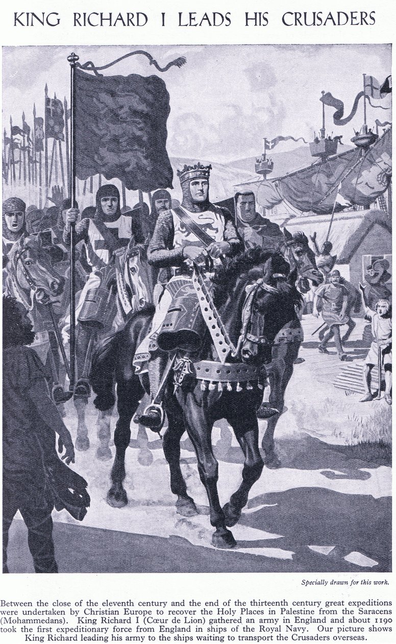 Le roi Richard Ier mène ses croisés, vers 1950 - Richard Henry Brock