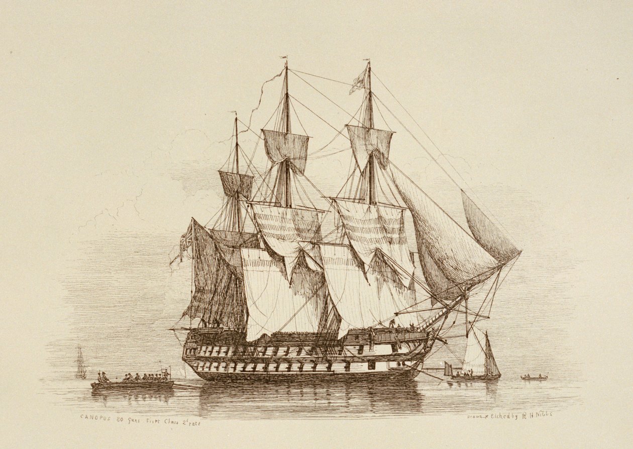 Canopus 80 canons Première classe 2e rang, vers 1849 - Richard Henry Nibbs