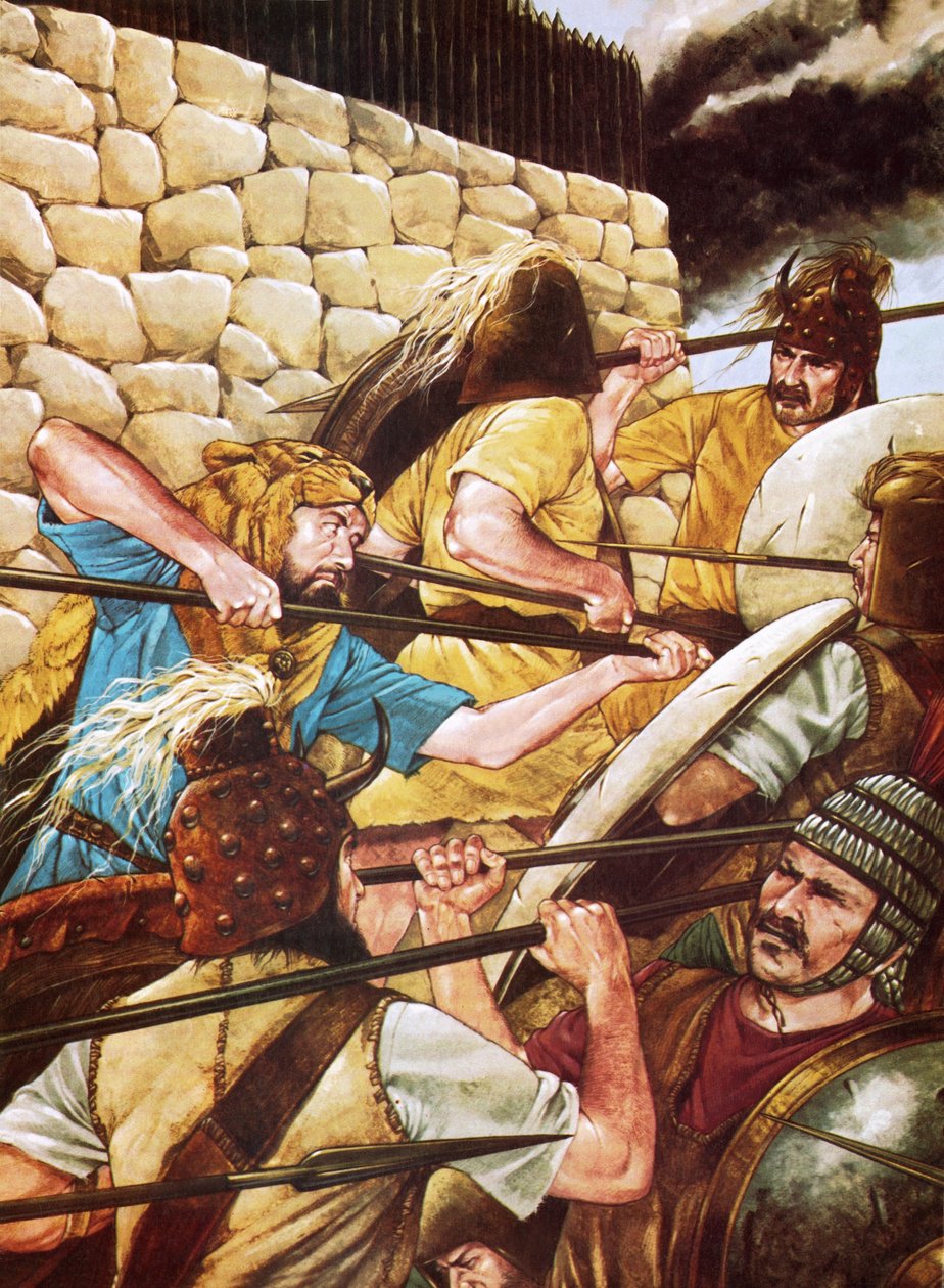 Guerriers mycéniens combattant - Richard Hook