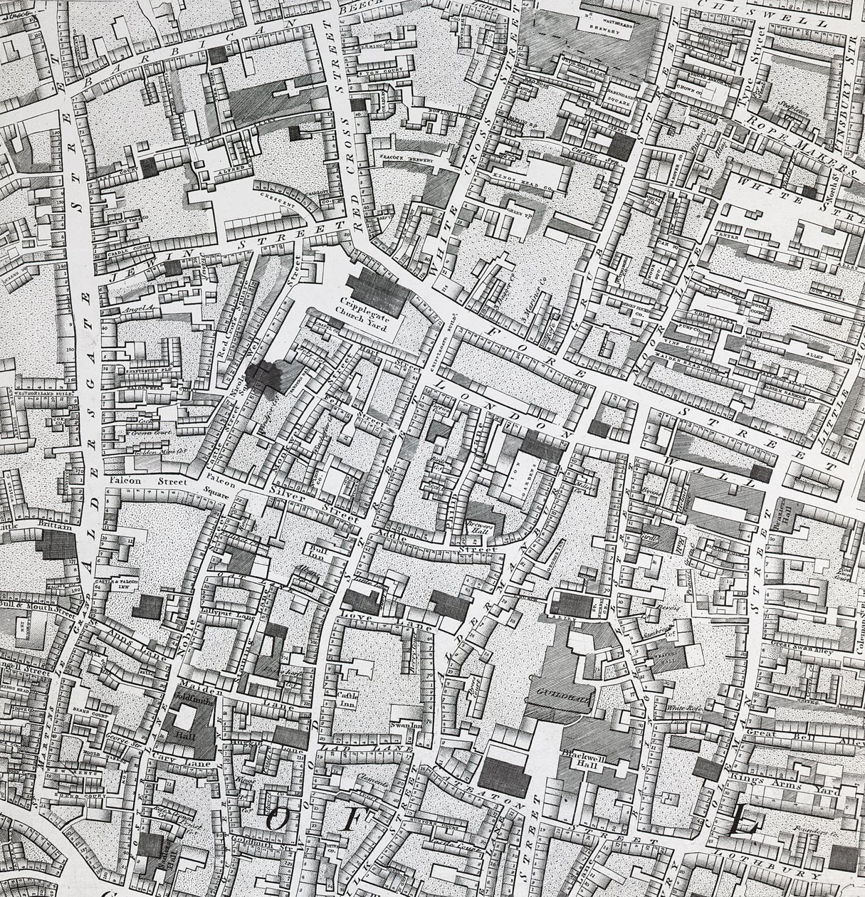 Plan de rue de Londres autour de Guildhall - Richard Horwood