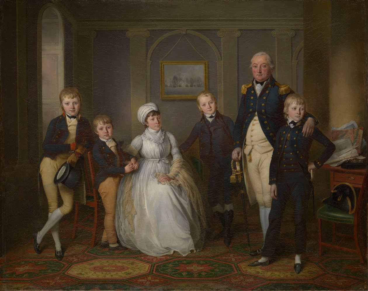 Capitaine Richard Grindall (1750-1820) et sa famille, vers 1800 - Richard Livesay