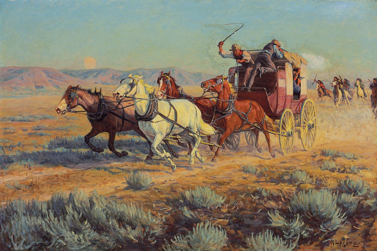 Diligence poursuivie par des Indiens à cheval, 1912 - Richard Lorenz