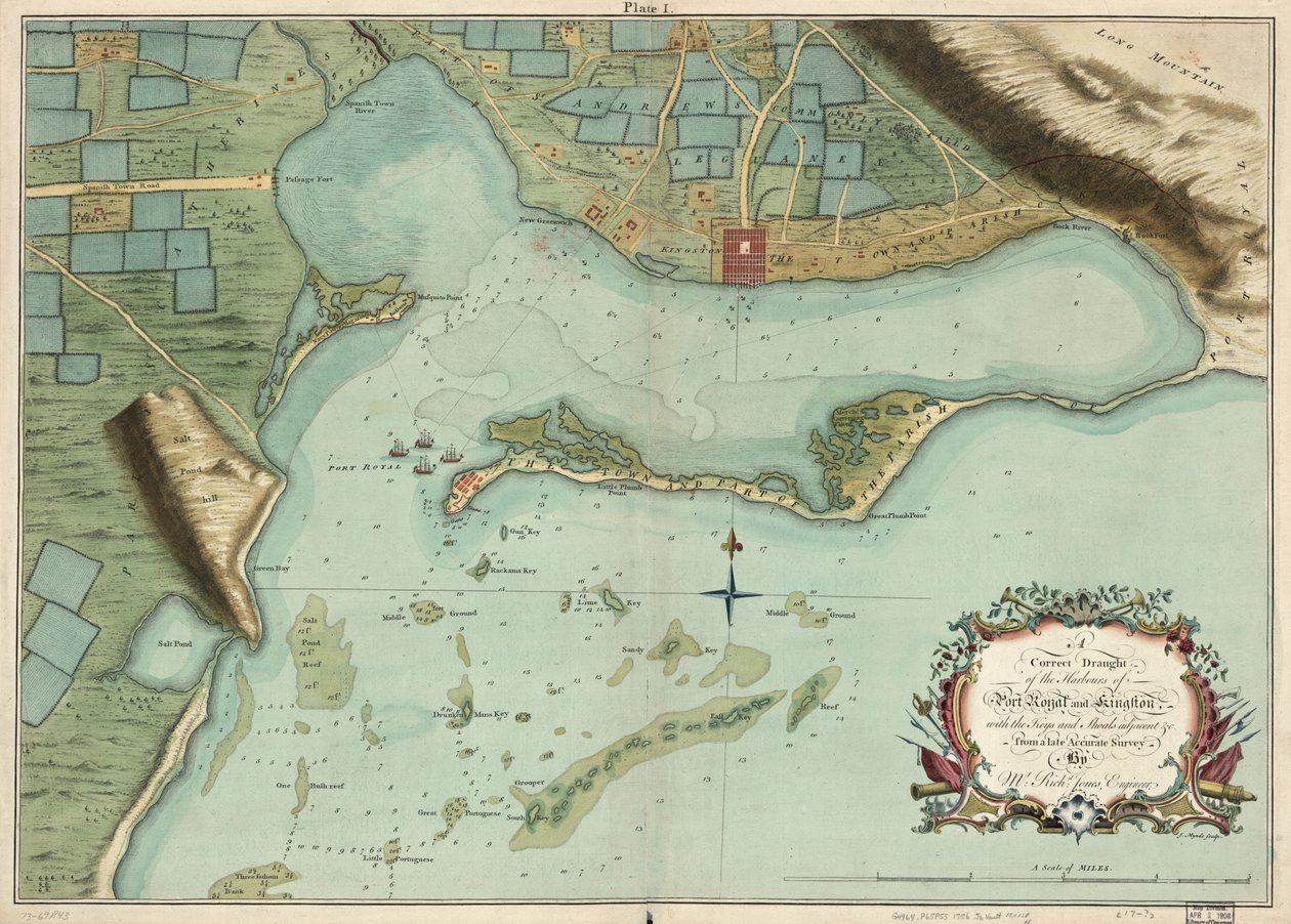 Plan correct des ports de Port Royal et Kingston, avec les clés et les hauts-fonds adjacents, etc. d