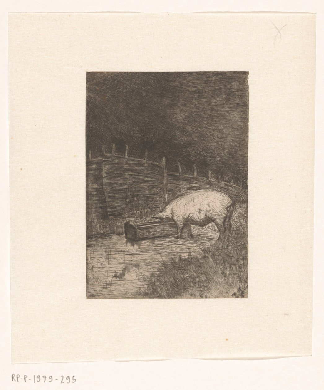 Cochon mangeant dans une auge - Richard Nicolaüs Roland Holst