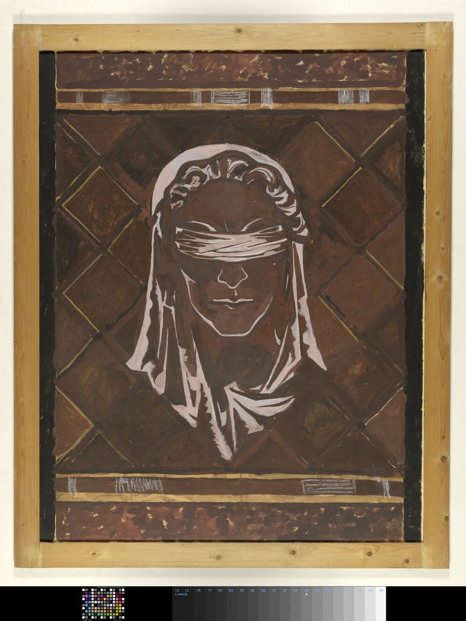 Tête de la Justice aux yeux bandés; conception pour une figure de la décoration en marbre à la Haute Cour de La Haye - Richard Nicolaüs Roland Holst