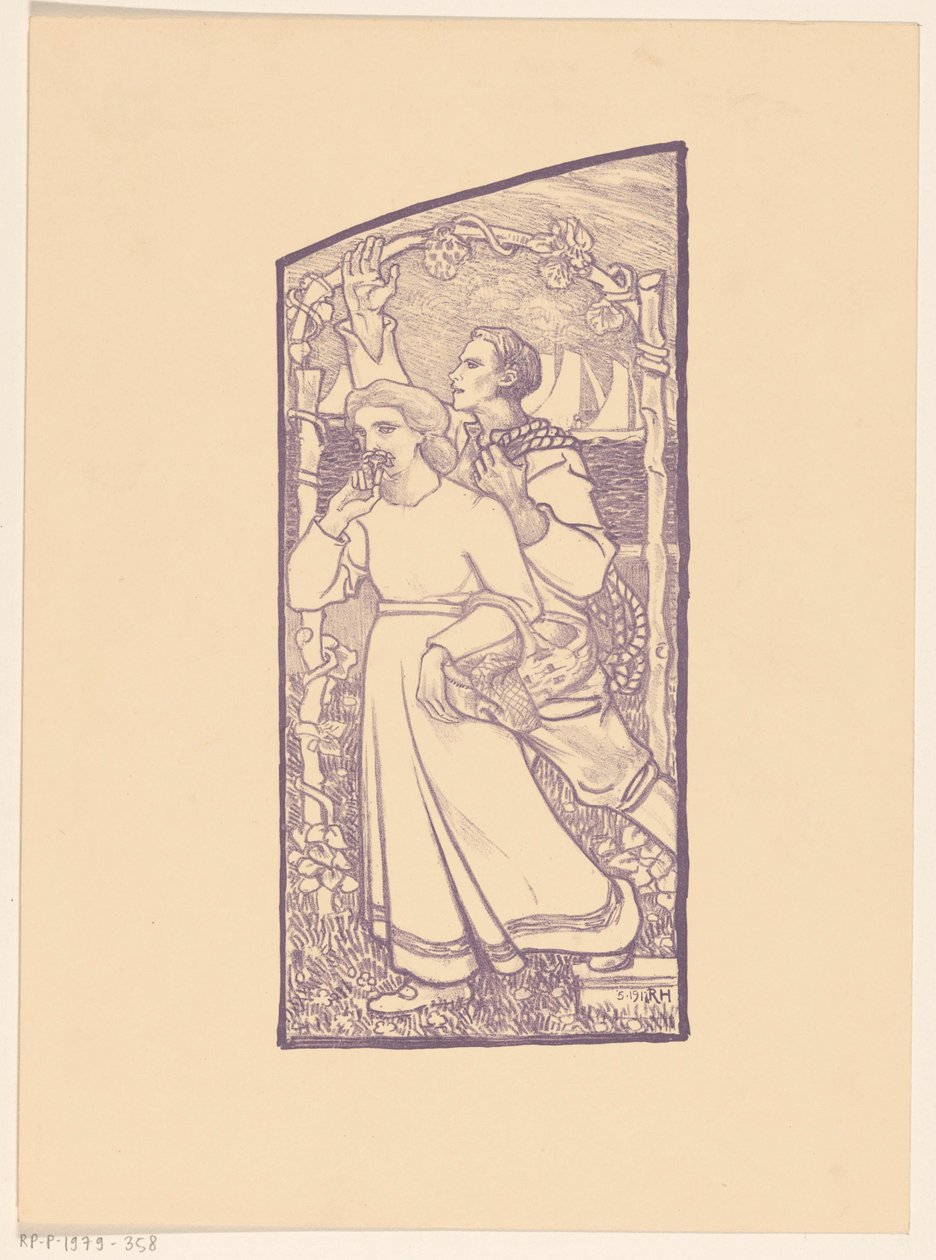 Fille avec un panier et garçon avec une corde - Richard Nicolaüs Roland Holst