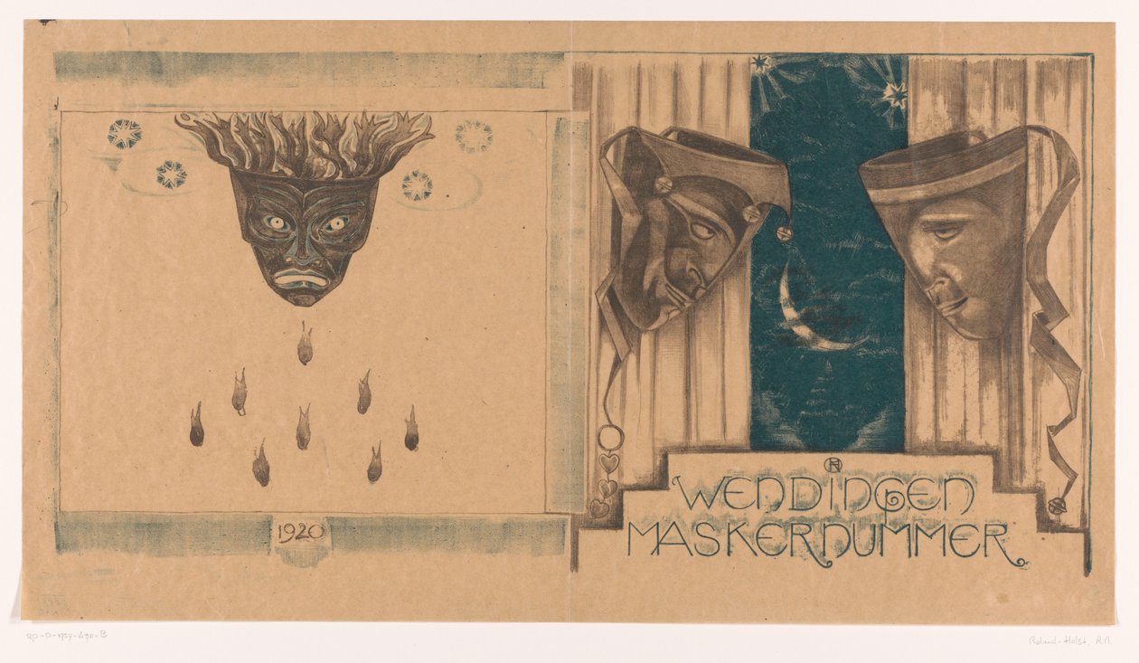 Conception de couverture pour : Wendingen, numéro de masque, 1920 - Richard Nicolaüs Roland Holst