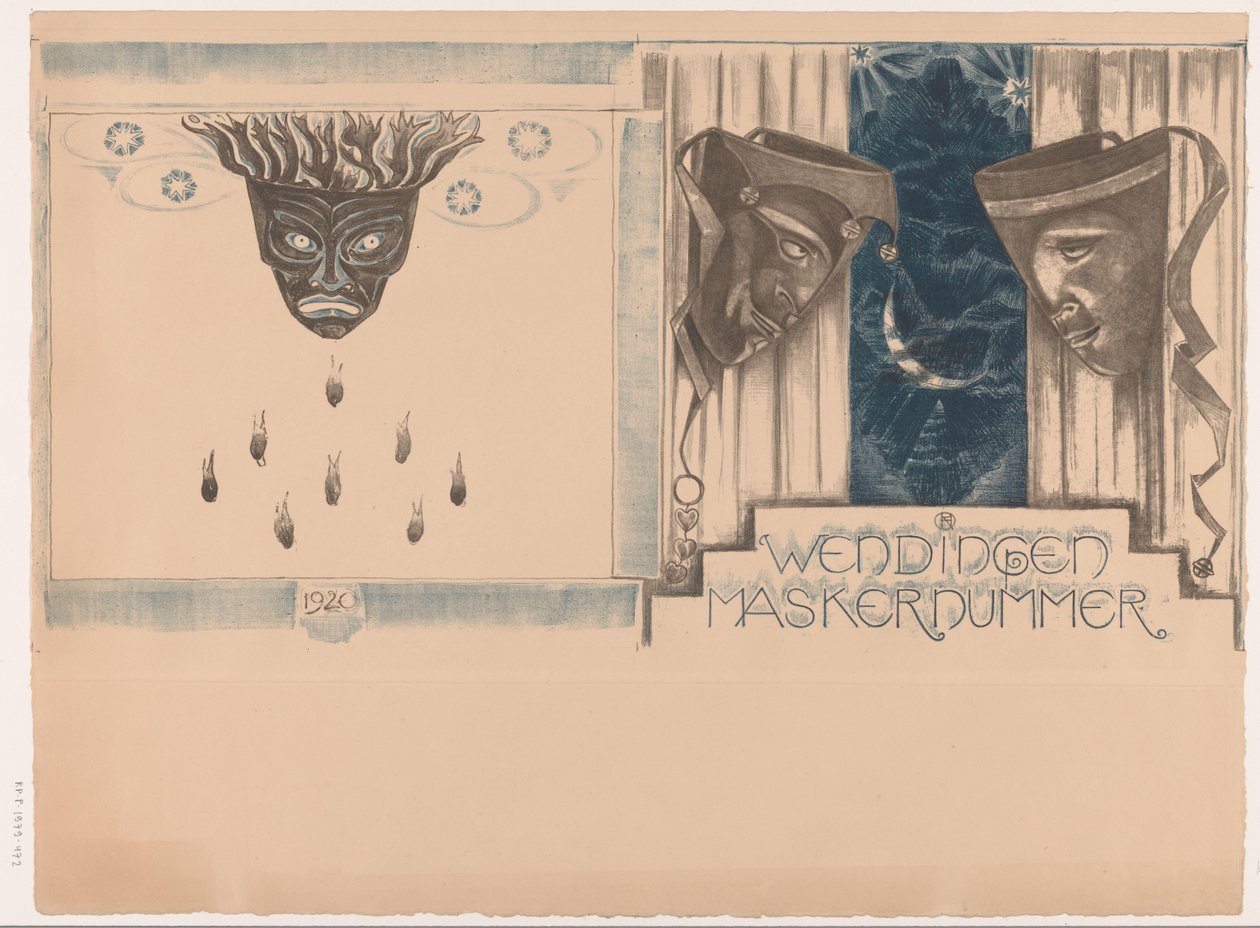 Conception de couverture pour : Wendingen, Numéro de Masques, 1920 - Richard Nicolaüs Roland Holst