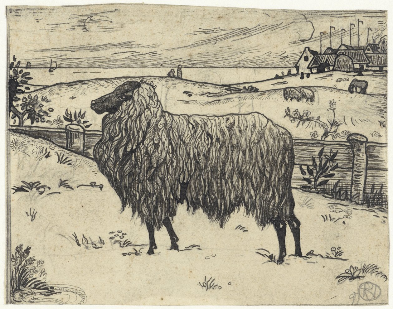 Mouton dans un paysage côtier - Richard Nicolaüs Roland Holst