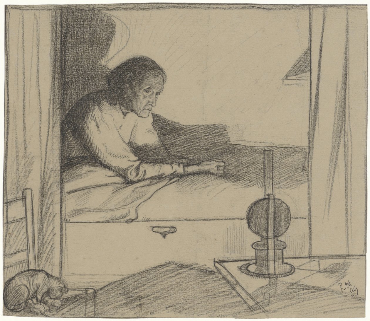 Femme Hogerhuis, assise au lit (deuxième projet) - Richard Nicolaüs Roland Holst