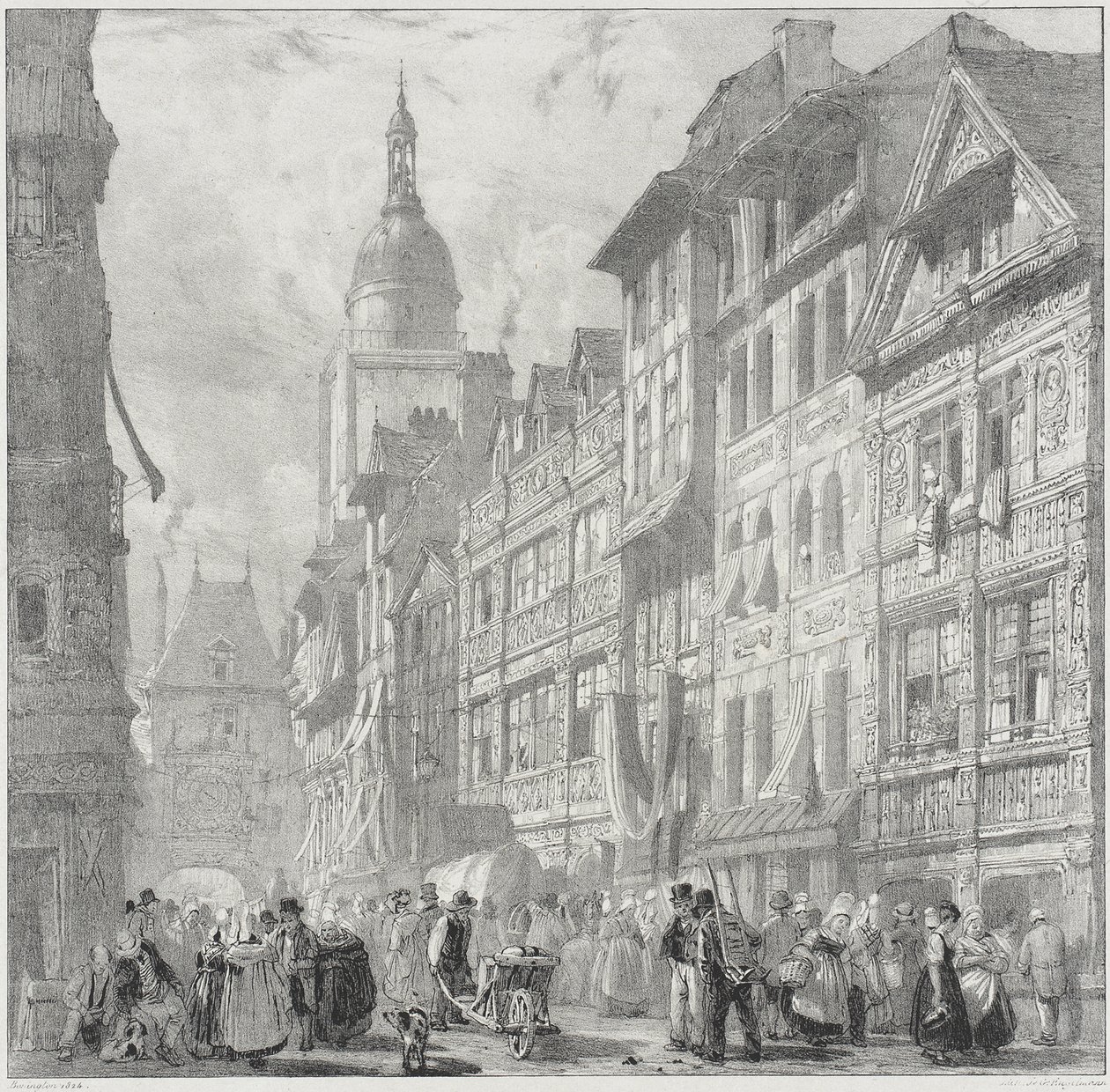 Rue du Gros Horloge, Rouen - Richard Parkes Bonington