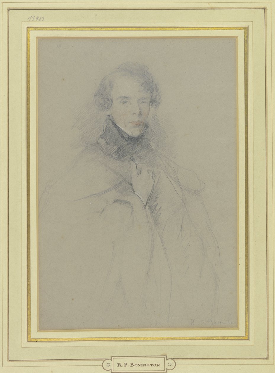 Autoportrait en manteau, portrait en buste à mi-cuisses - Richard Parkes Bonington