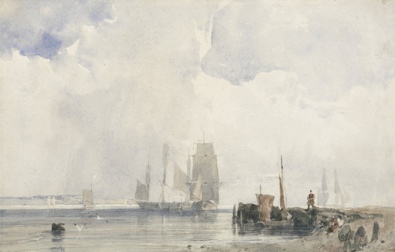 Navires sur un estuaire - Richard Parkes Bonington