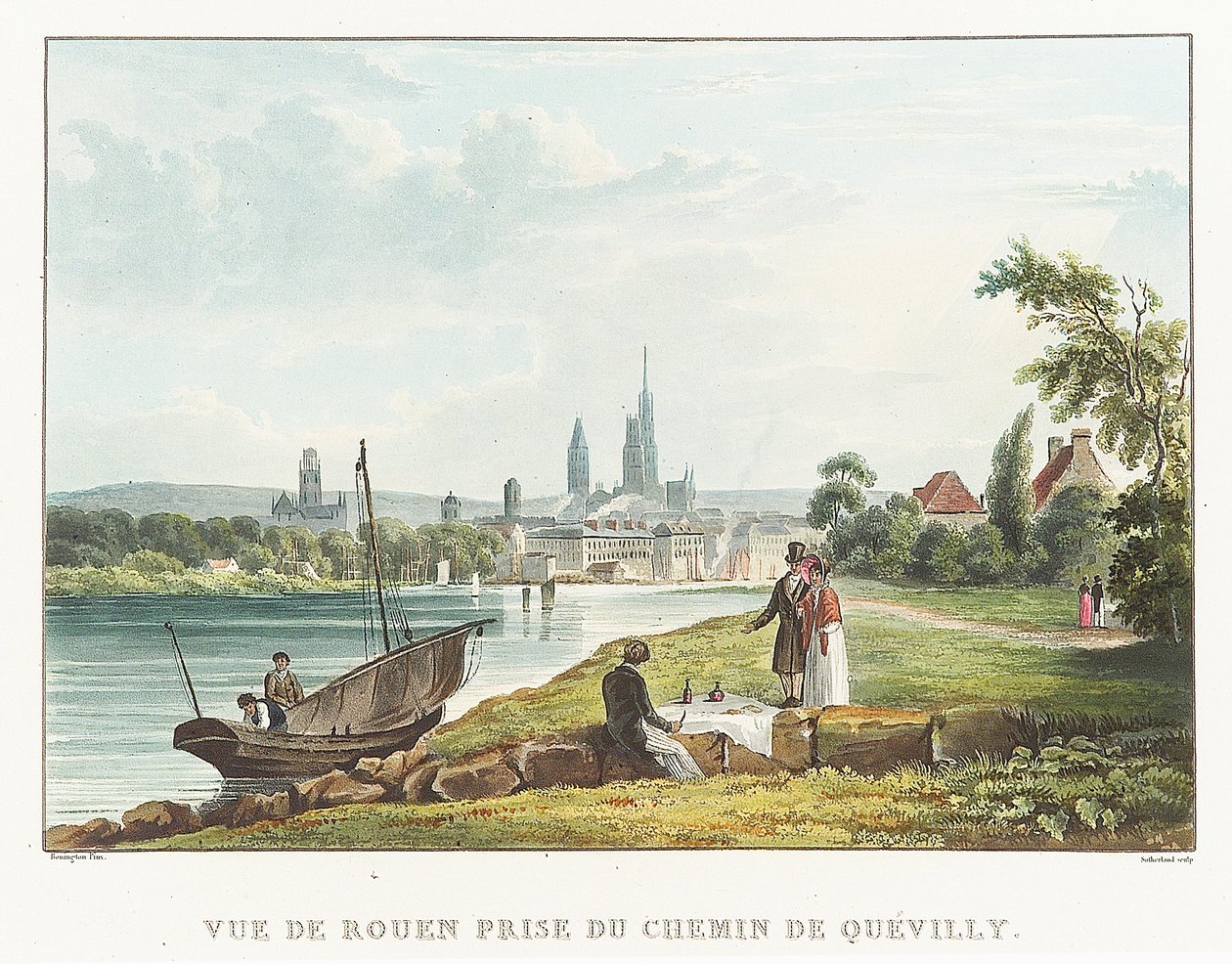 Vue de Rouen prise de la route de Quevilly (France) - Richard Parkes Bonington