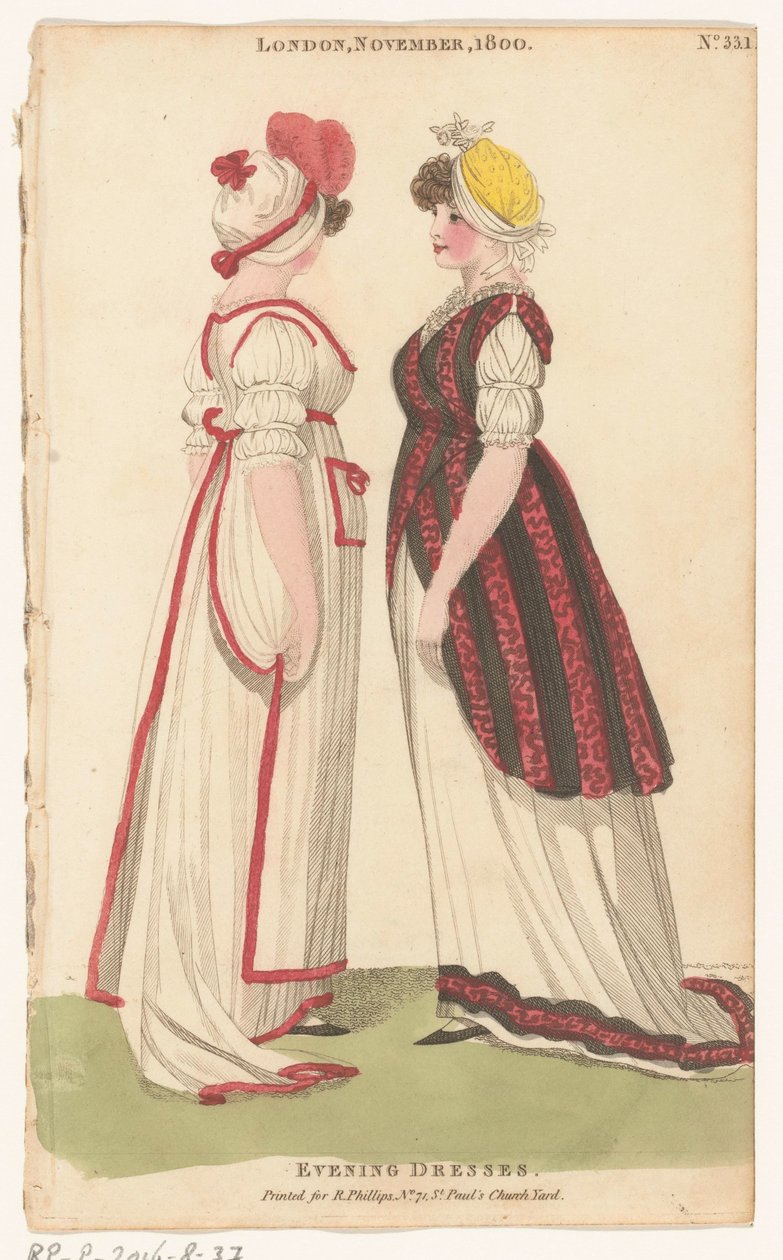 Magazine des modes féminines de Londres et Paris, Londres, novembre 1800, No. 33.1: Robes de soirée - Richard Phillips