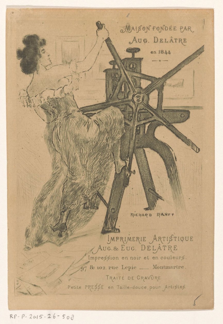 Carte de visite des imprimeurs Auguste et Eugène Delâtre à Paris - Richard Ranft
