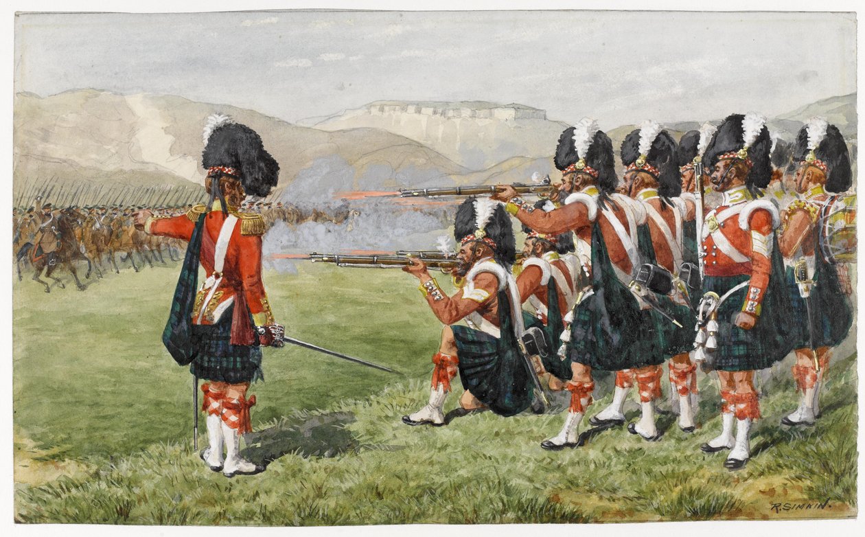 Les 93e Highlanders de Sutherland à la bataille de Balaclava 25 octobre 1854 : La mince ligne rouge, 1854 - Richard Simkin
