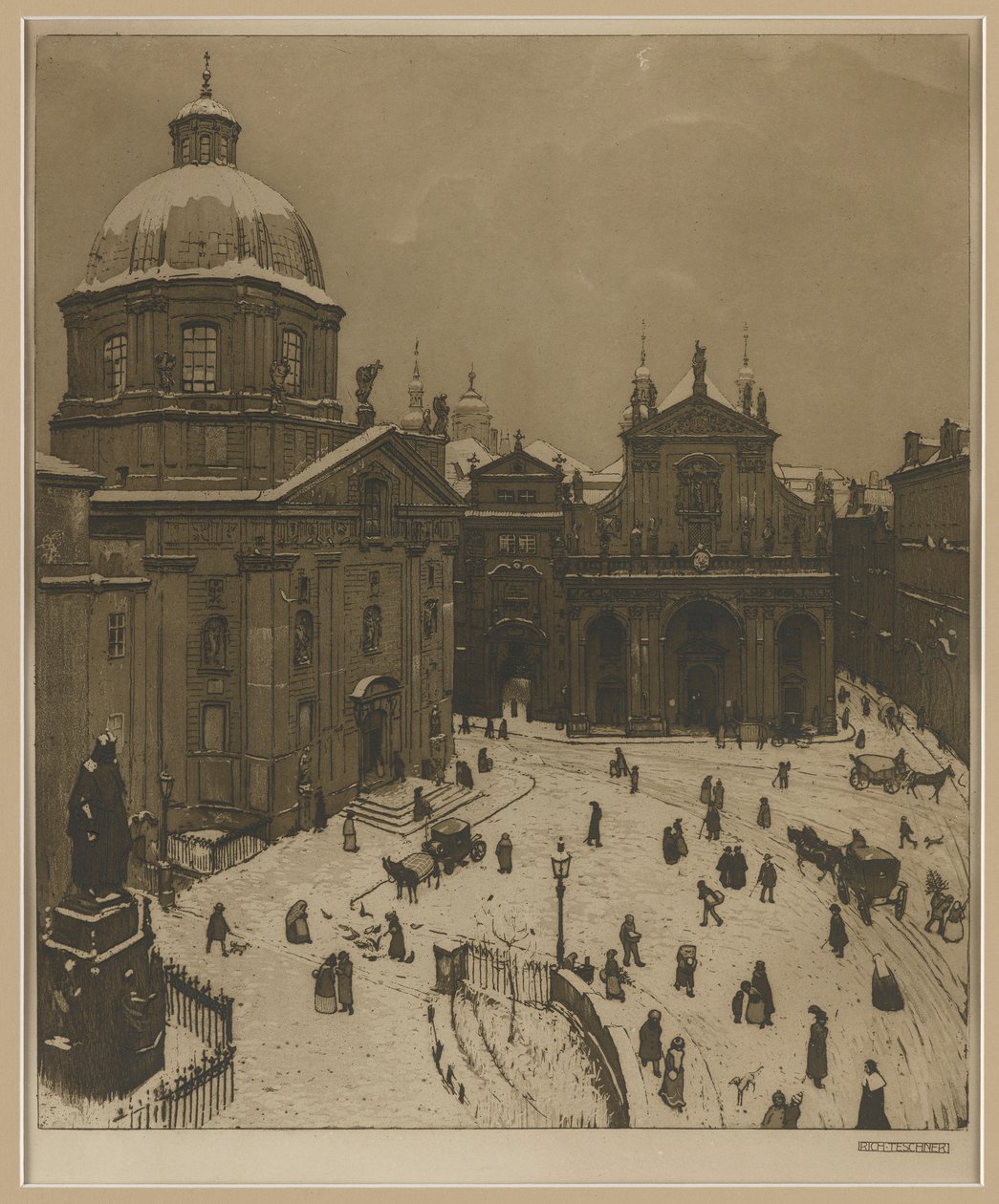 Der Kreuzherrenplatz à Prague - Richard Teschner