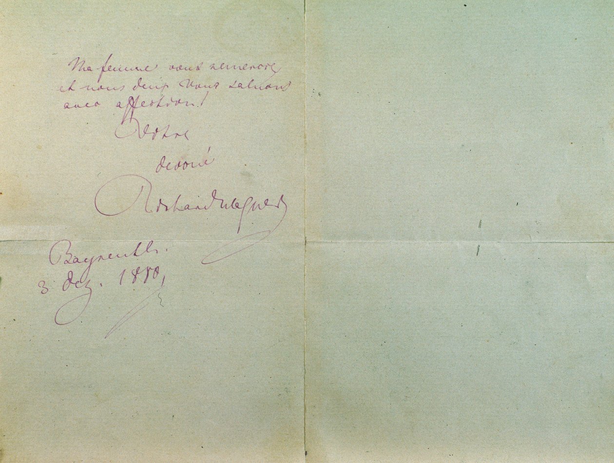 Lettre manuscrite de Richard Wagner à Luigi Mancinelli, 3 décembre - Richard Wagner