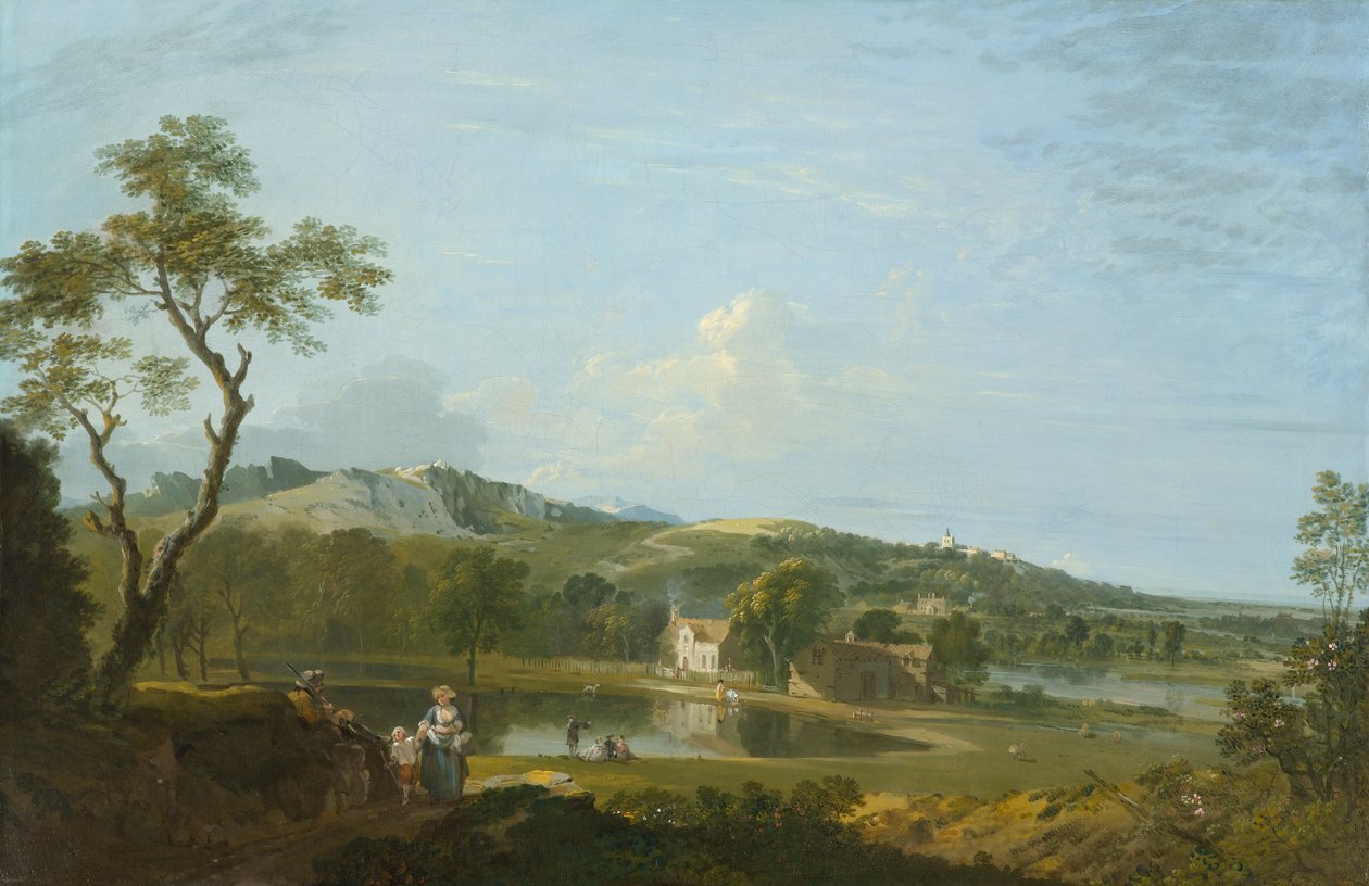 Un paysage étendu avec des cottages près d