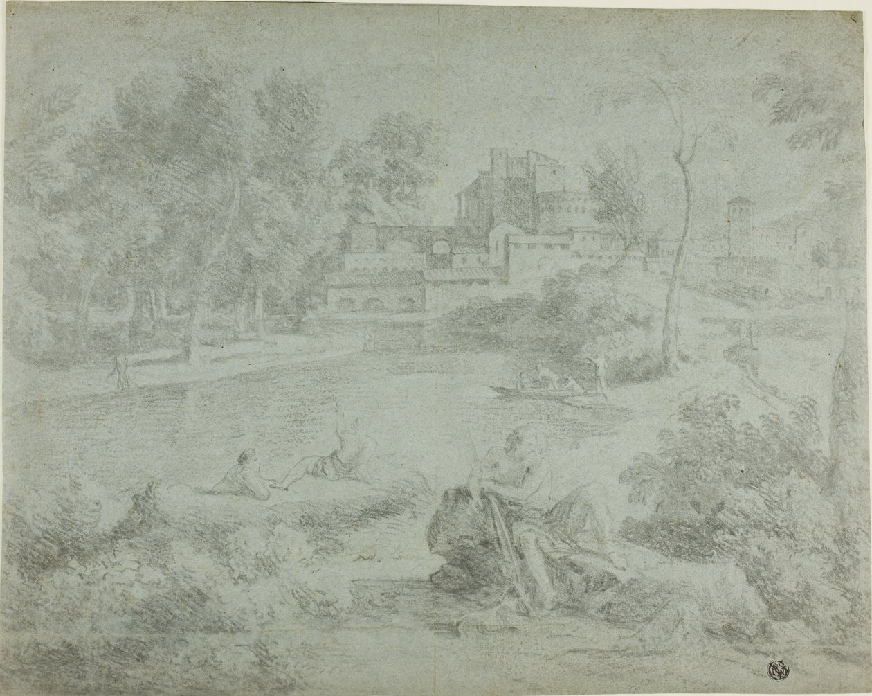 Paysage italianisant avec baigneurs - Richard Wilson