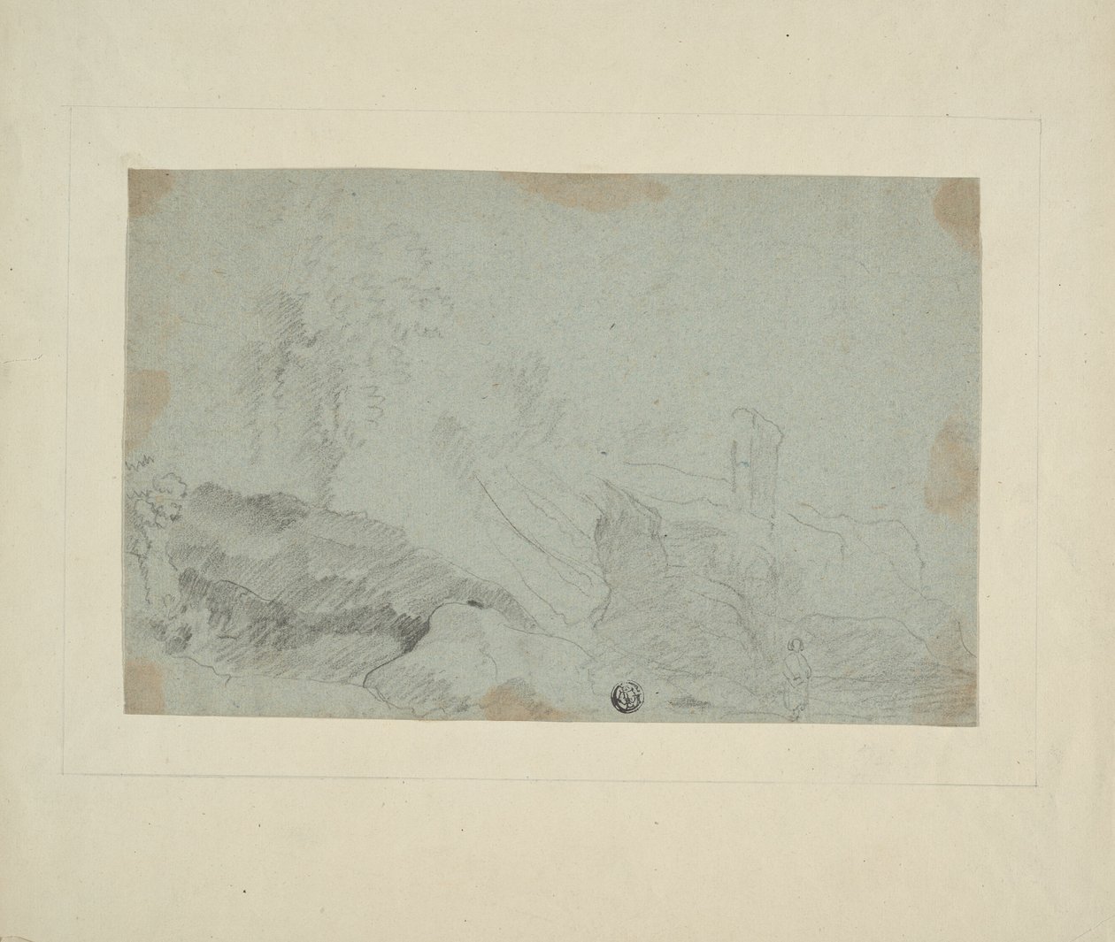 Paysage rocheux avec personnage debout - Richard Wilson