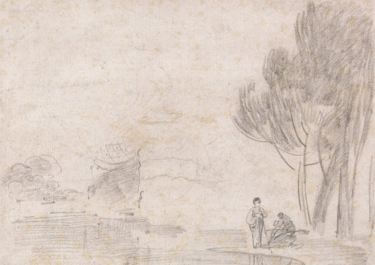 Temple en ruine de Minerve?, Deux figures sur la rive - Richard Wilson