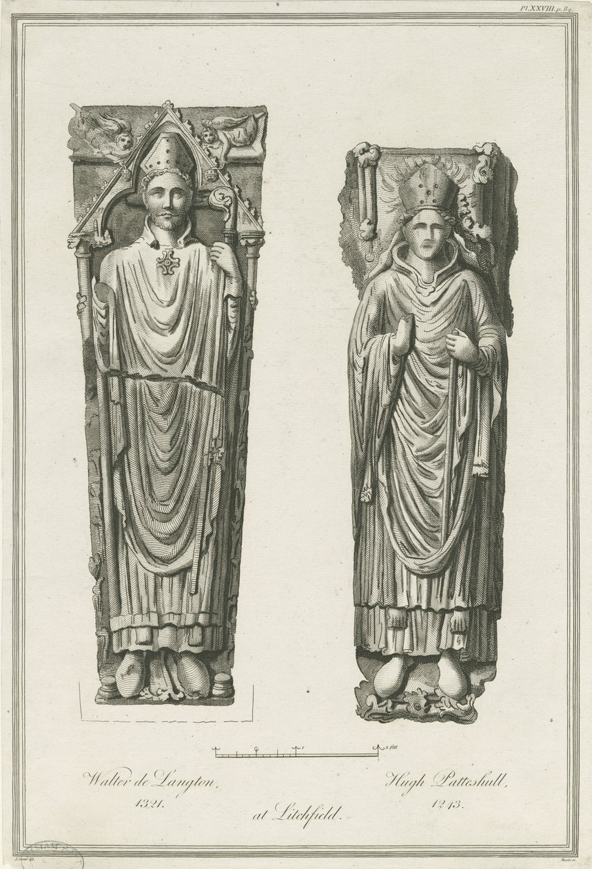 Cathédrale de Lichfield - Effigies de Walter de Langton et Hugh de Patteshull - Richard Woollett Basire