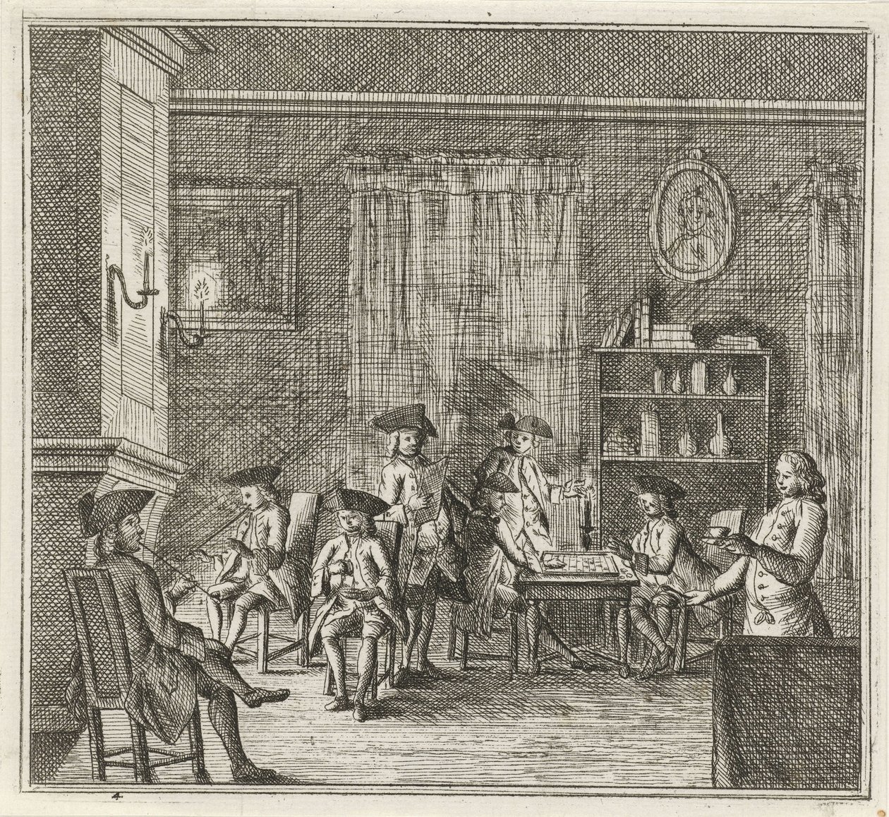 Intérieur avec diverses figures L
