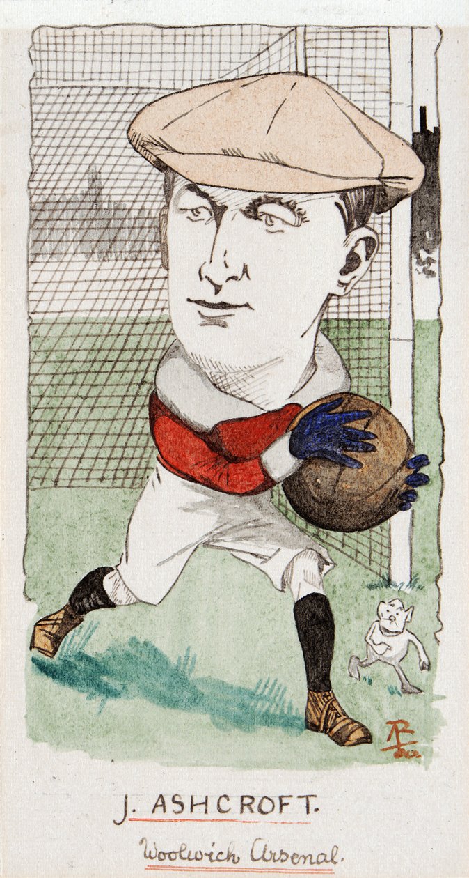 Jimmy Ashcroft, Woolwich Arsenal, dessin pour un ensemble de cartes de cigarettes, 1907 - Rip