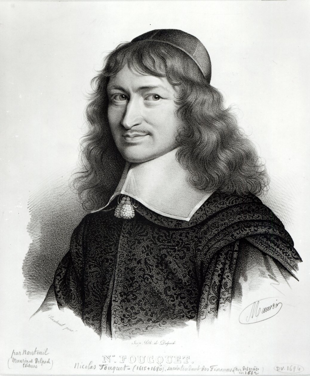 Portrait de Nicolas Fouquet (1615-80) gravé par Maurin - Robert Nanteuil