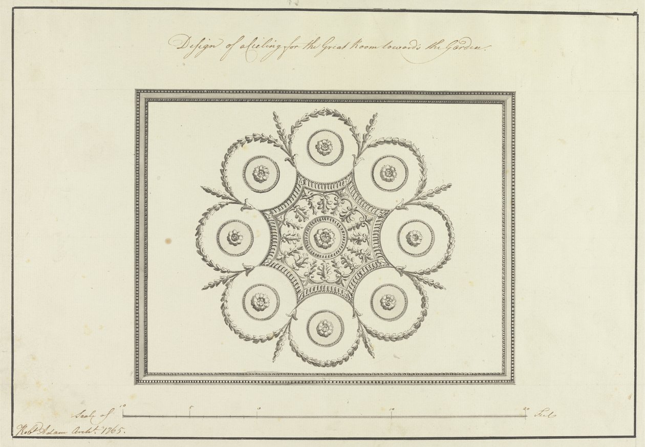 Projet pour le plafond de la grande salle, Langford House, 1765 - Robert Adam