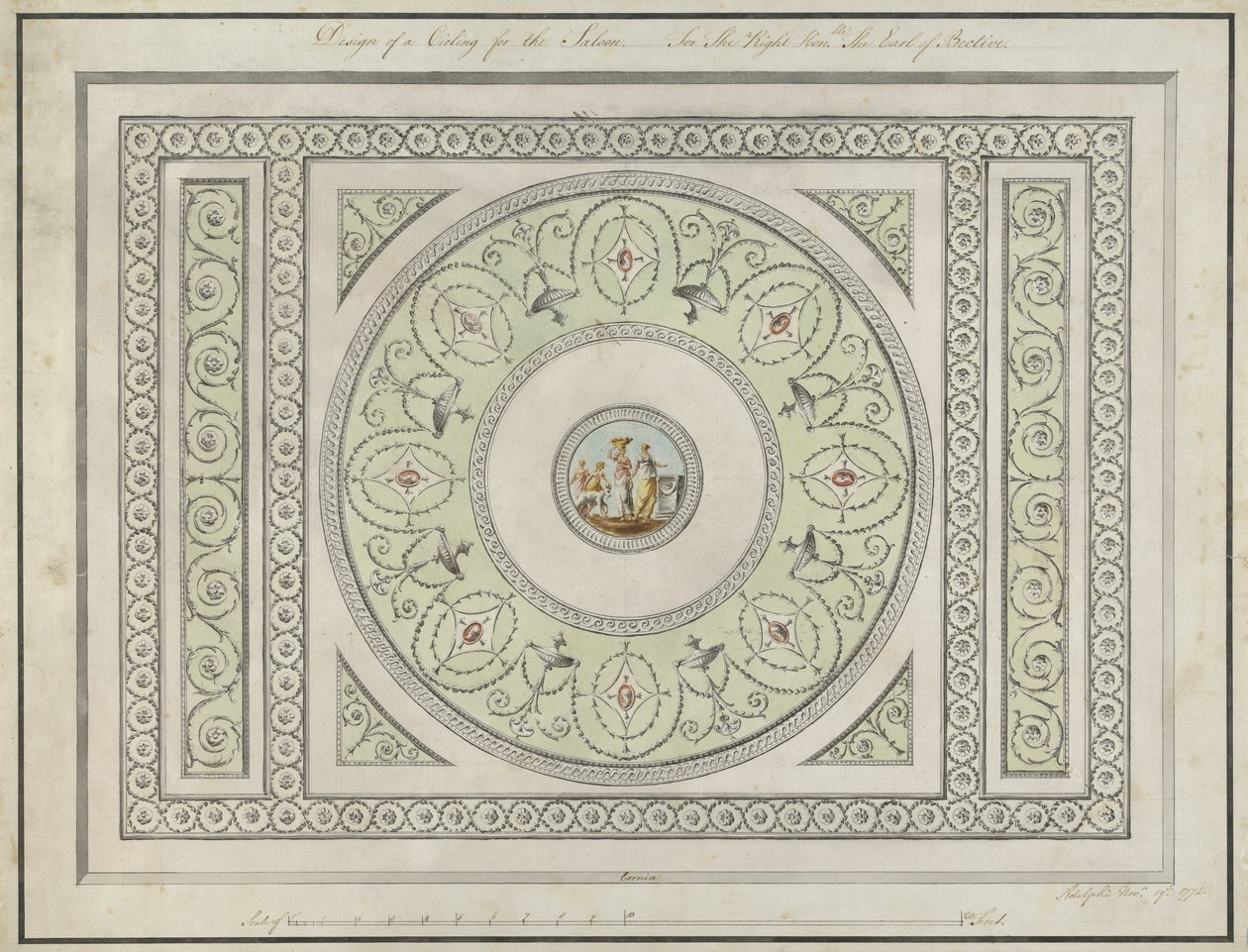 Projet pour le plafond du salon, Headfort House, 1772 - Robert Adam