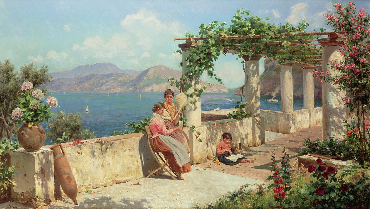 Figures sur une terrasse à Capri - Robert Alott