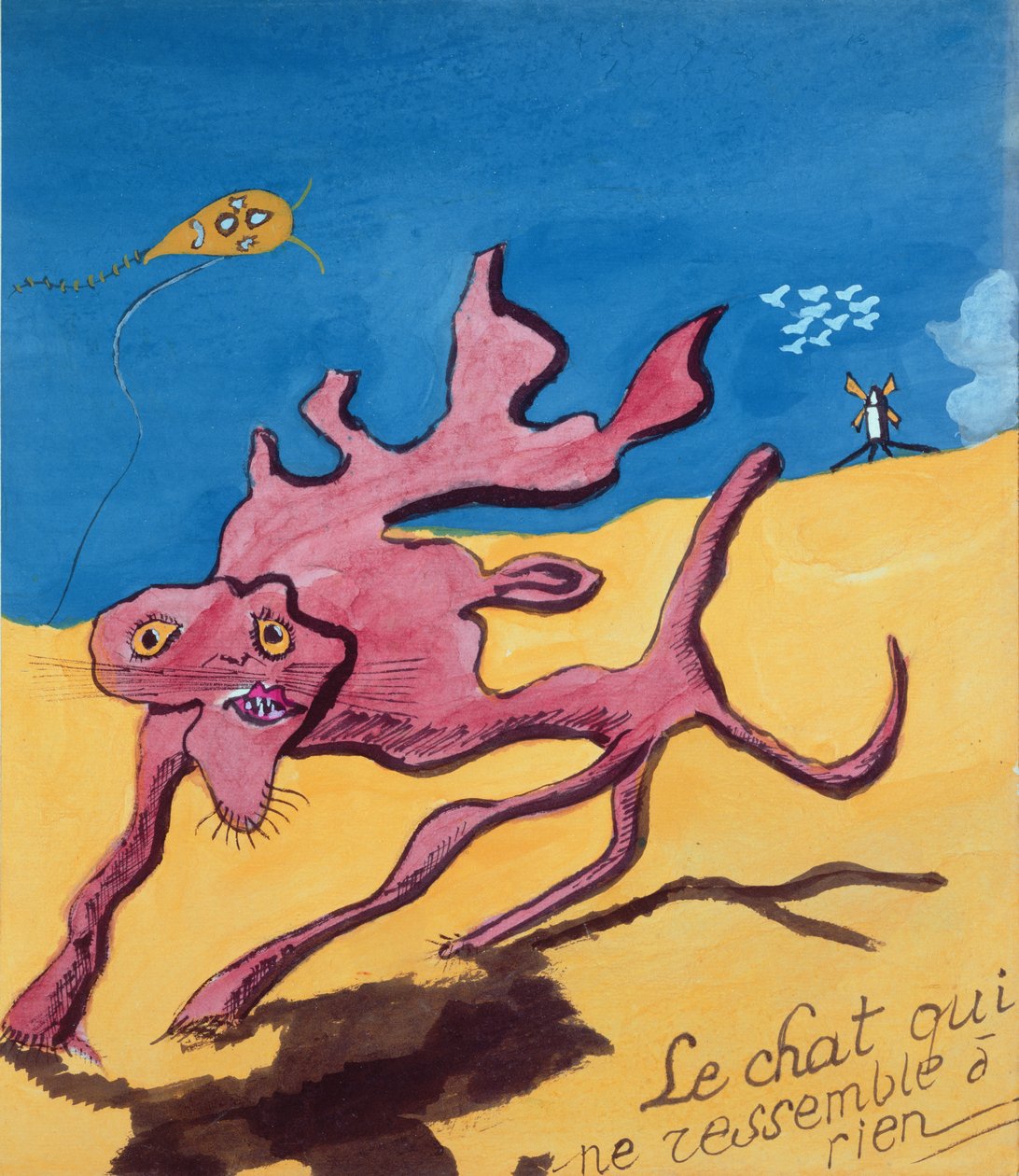Le chat qui est comme rien sur terre, illustration pour la collection de poèmes manuscrits 