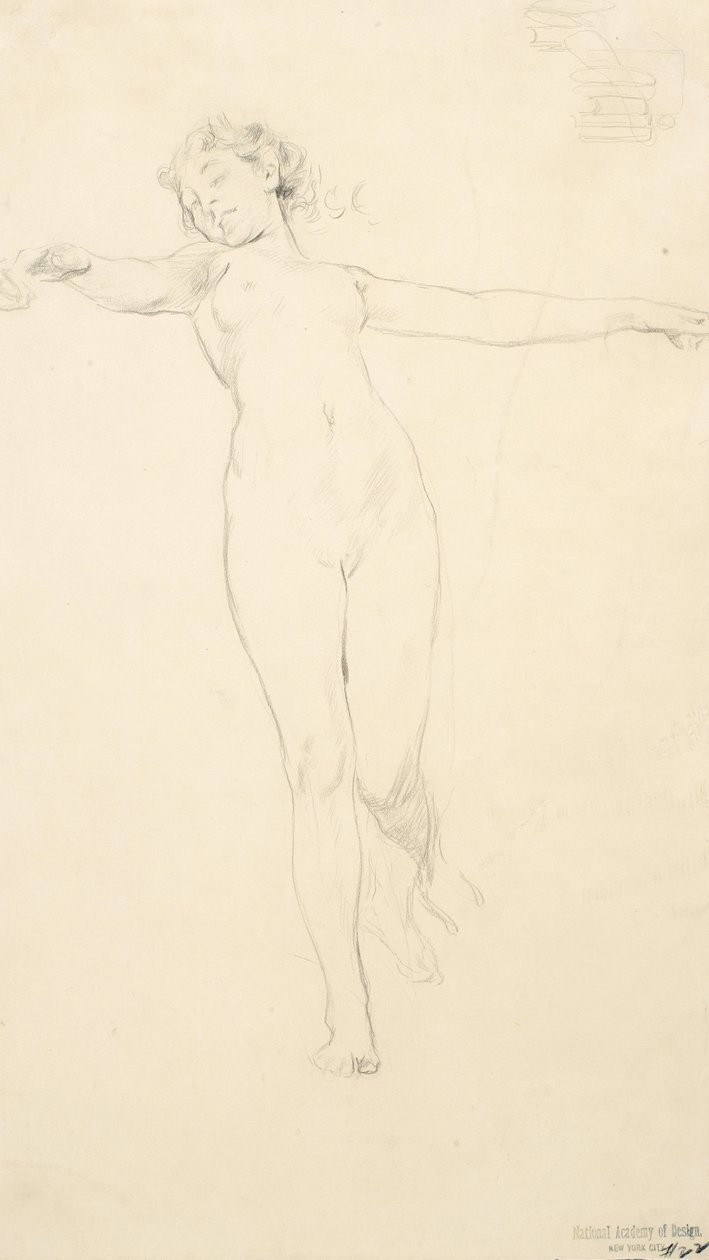 Esquisse de nu féminin debout, possiblement pour la fresque Moods to Music, 1893-95 - Robert Frederick Blum