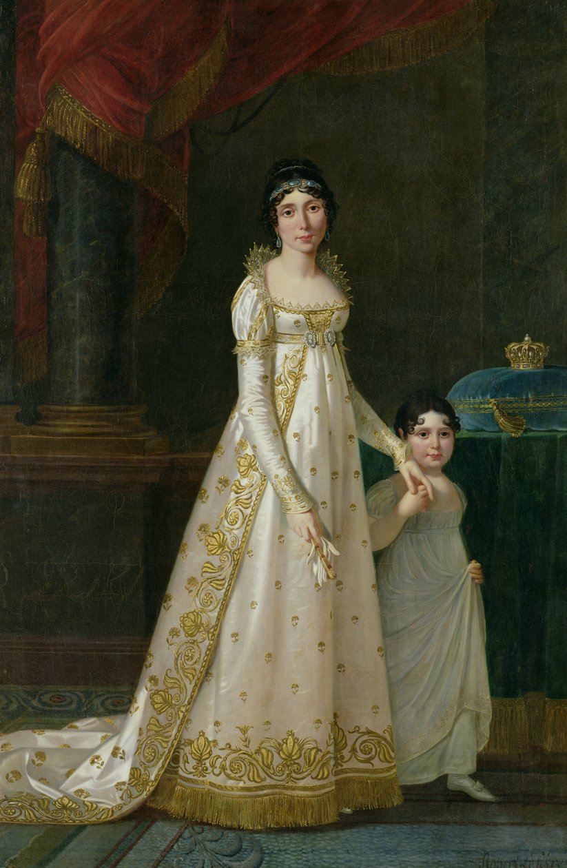 Portrait de Marie-Julie Clary (1777-1845) Reine de Naples avec sa fille Zénaïde Bonaparte (1801-54) 1807 - Robert Lefevre
