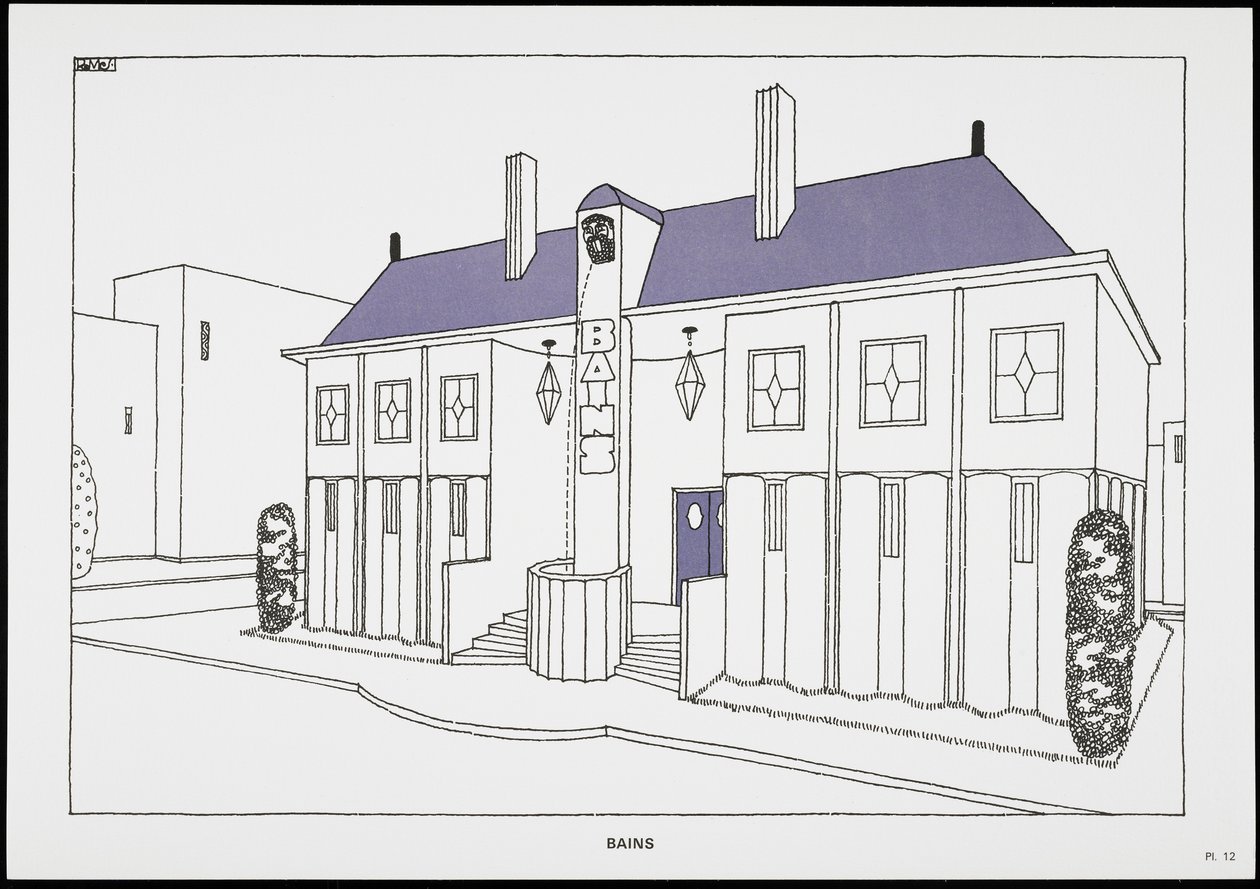 Bains, de Une Cité Moderne, Dessins de Rob Mallet-Stevens Architecte, 1987 - Robert Mallet Stevens